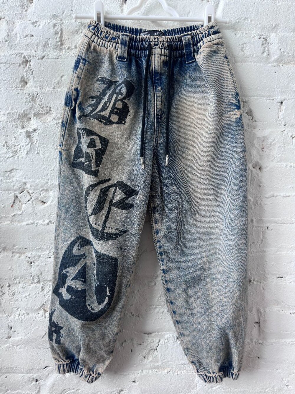 Kids Acid Wash Baggy Denim Jogger Jeans, size 9-10t